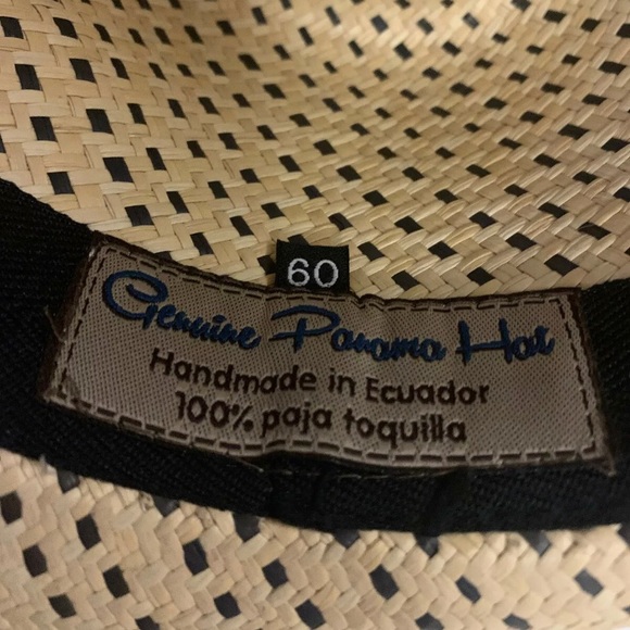 Genuine Panama Straw Hat Handmade In Ecuador Sz 60 - Picture 7 of 9